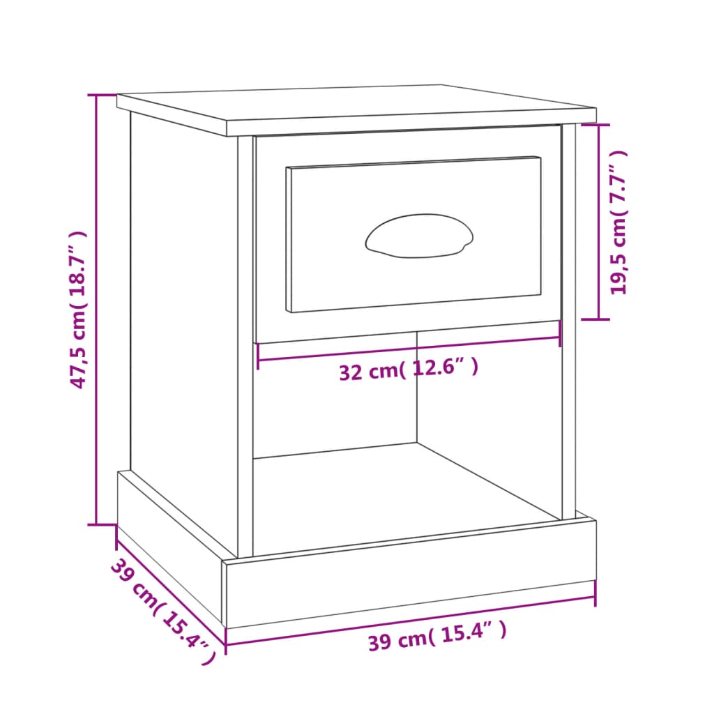 Comodini 2 pz Bianchi 39x39x47,5 cm in Legno Multistrato