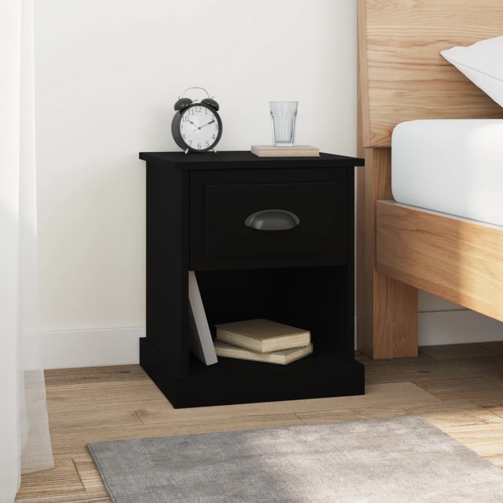 Comodino Nero 39x39x47,5 cm in Legno Multistrato - homemem39