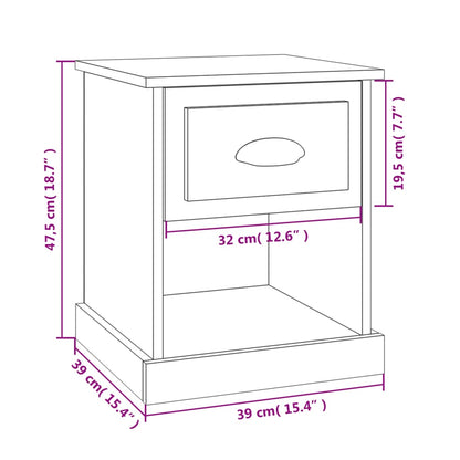 Comodino Bianco Lucido 39x39x47,5 cm in Legno Multistrato