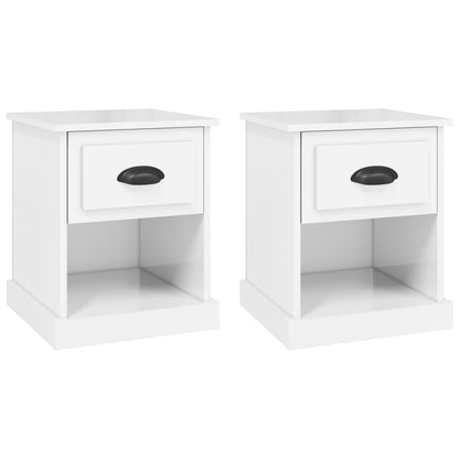 Comodini 2 pz Bianco Lucido 39x39x47,5 cm in Legno Multistrato - homemem39