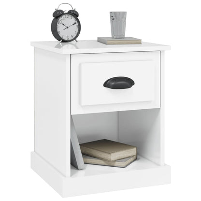 Comodini 2 pz Bianco Lucido 39x39x47,5 cm in Legno Multistrato - homemem39