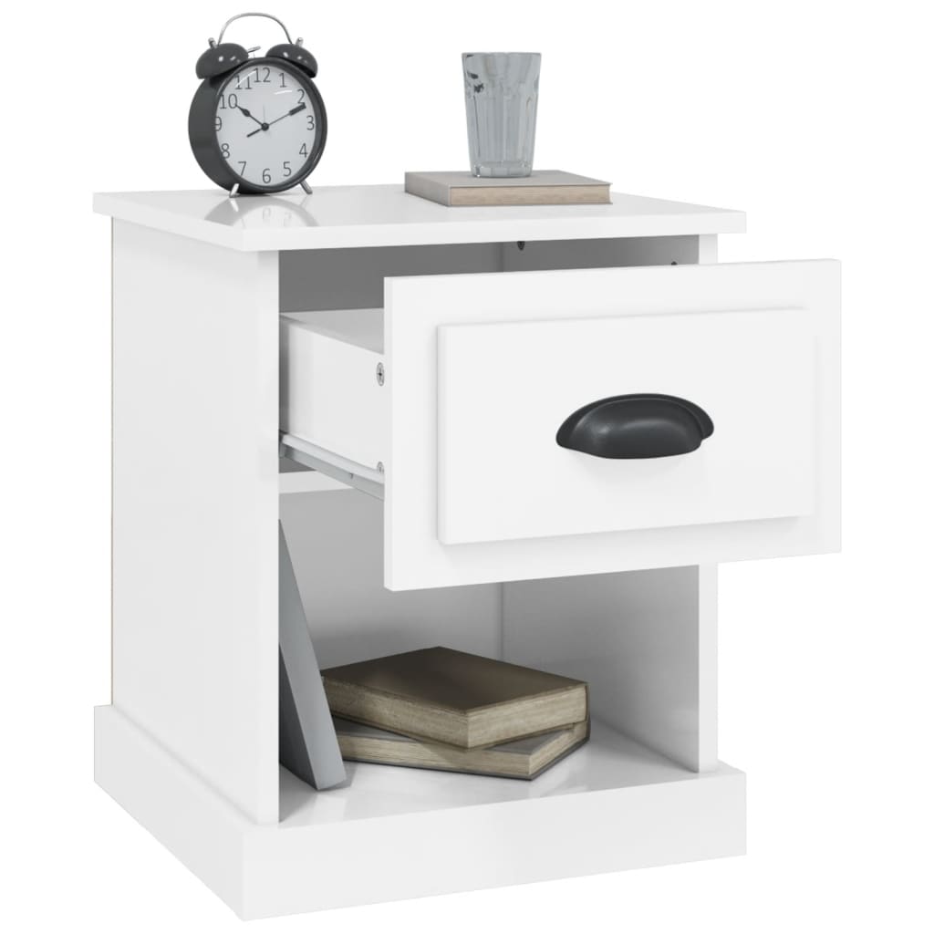 Comodini 2 pz Bianco Lucido 39x39x47,5 cm in Legno Multistrato - homemem39
