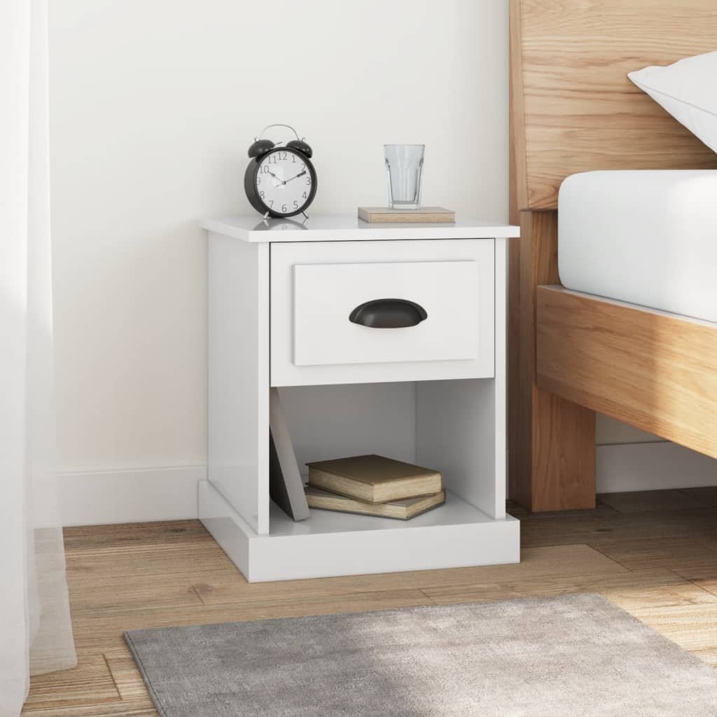 Comodini 2 pz Bianco Lucido 39x39x47,5 cm in Legno Multistrato - homemem39