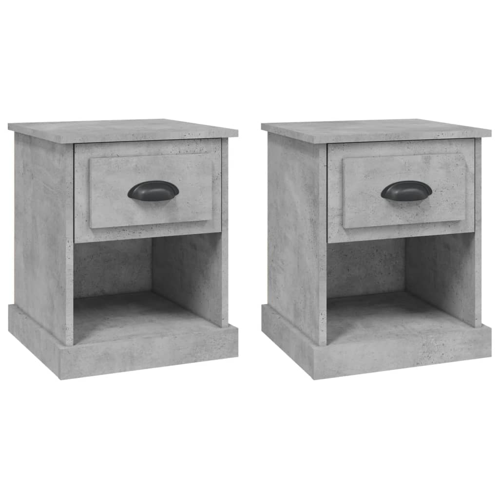Comodini 2 pz Grigio Cemento 39x39x47,5 cm in Legno Multistrato - homemem39