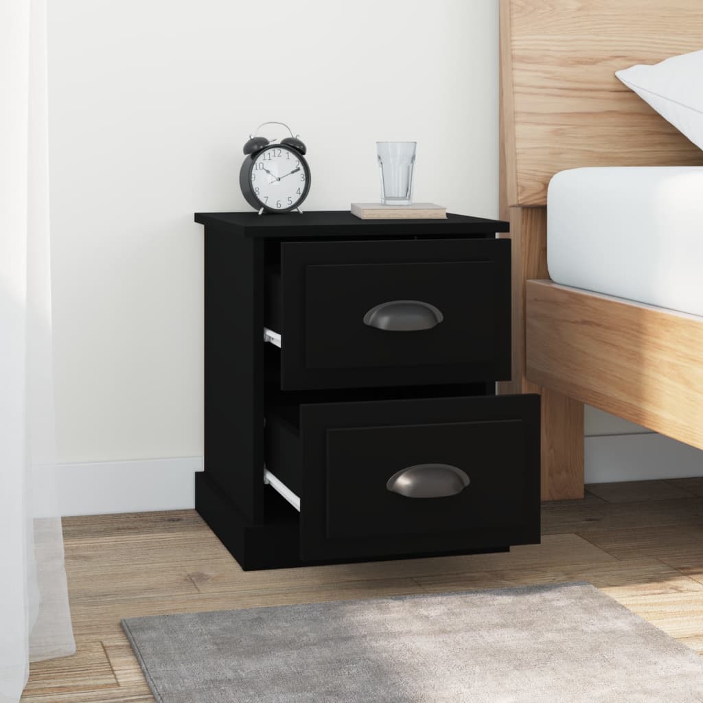 Comodino Nero 39x39x47,5 cm in Legno Multistrato - homemem39