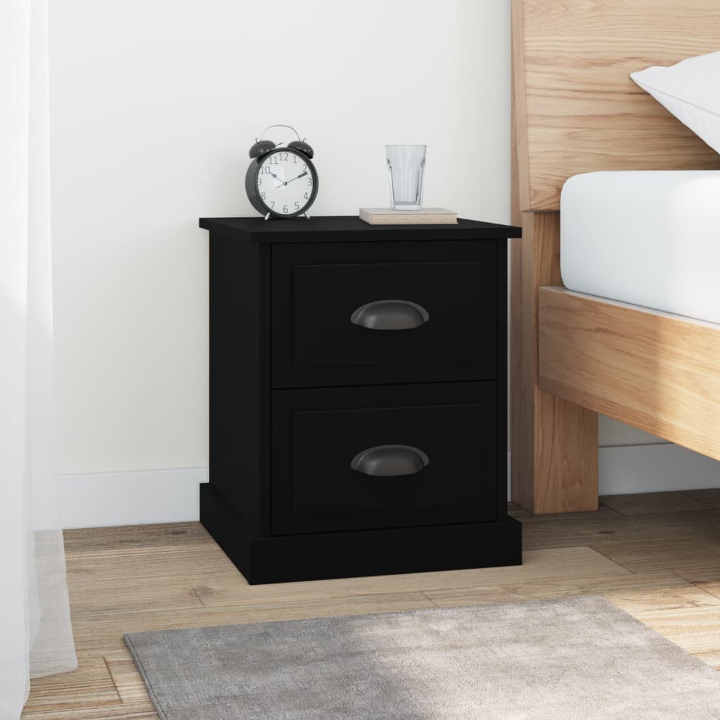 Comodino Nero 39x39x47,5 cm in Legno Multistrato - homemem39
