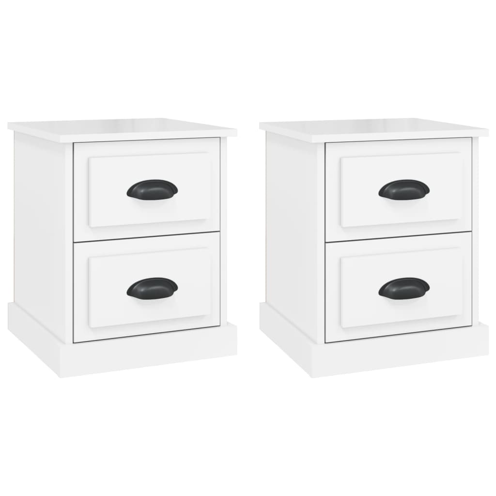 Comodini 2 pz Bianco Lucido 39x39x47,5 cm in Legno Multistrato - homemem39
