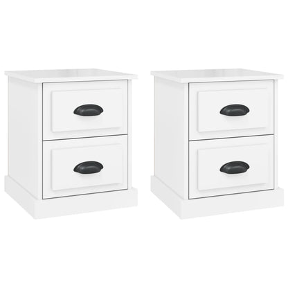 Comodini 2 pz Bianco Lucido 39x39x47,5 cm in Legno Multistrato - homemem39