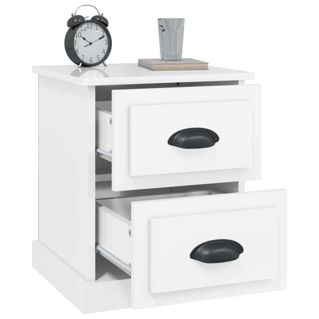 Comodini 2 pz Bianco Lucido 39x39x47,5 cm in Legno Multistrato - homemem39