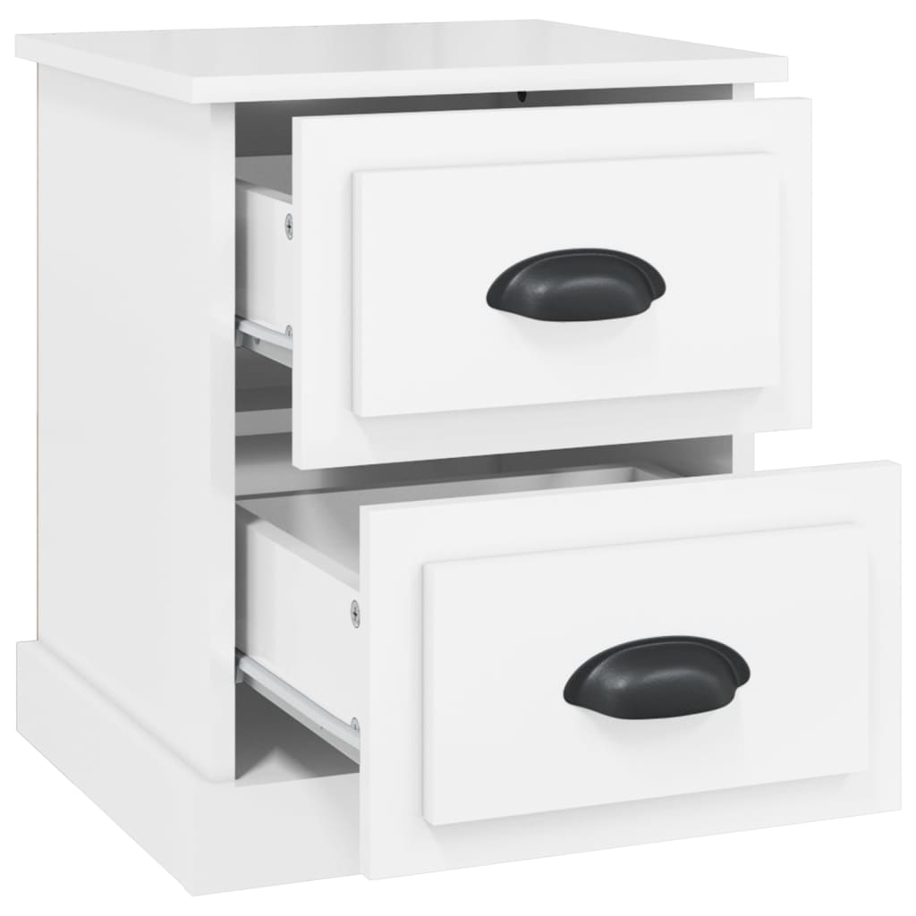 Comodini 2 pz Bianco Lucido 39x39x47,5 cm in Legno Multistrato - homemem39