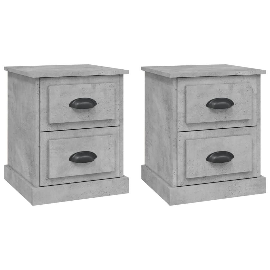 Comodini 2 pz Grigio Cemento 39x39x47,5 cm in Legno Multistrato - homemem39