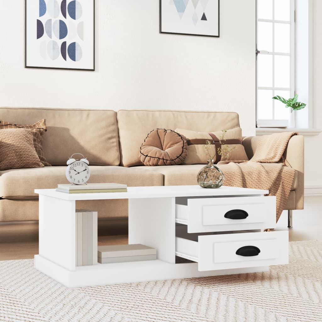 Tavolino da Salotto Bianco 90x50x35 cm in Legno Multistrato | homemem39