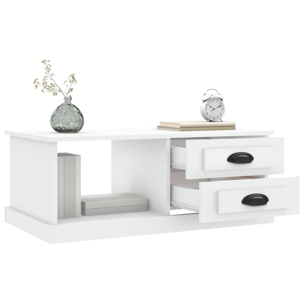Tavolino da Salotto Bianco 90x50x35 cm in Legno Multistrato | homemem39