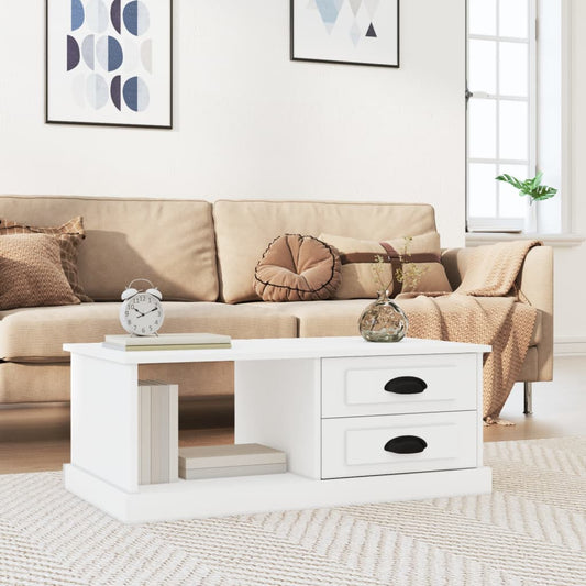 Tavolino da Salotto Bianco 90x50x35 cm in Legno Multistrato | homemem39