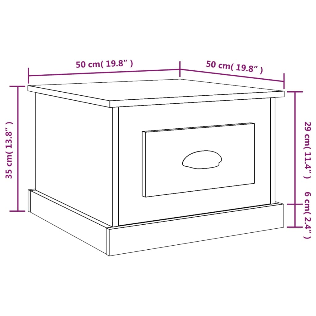 Tavolino da Salotto Grigio Cemento 50x50x35cm Legno Multistrato | homemem39
