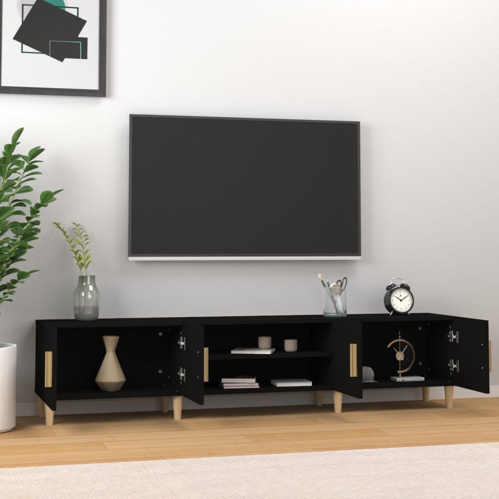 Mobile Porta TV Nero 180x31,5x40 cm in Legno Multistrato - homemem39