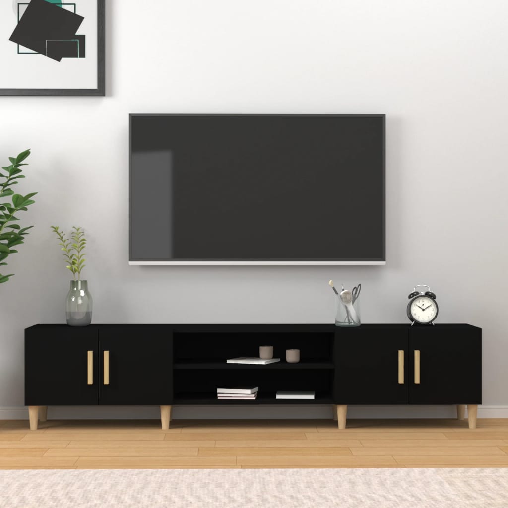 Mobile Porta TV Nero 180x31,5x40 cm in Legno Multistrato - homemem39
