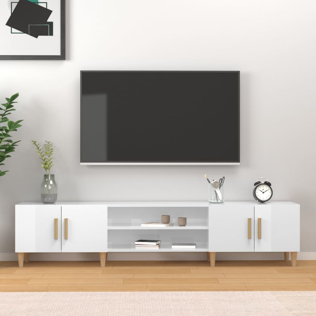 Mobile Porta TV Bianco Lucido 180x31,5x40 cm Legno Multistrato - homemem39