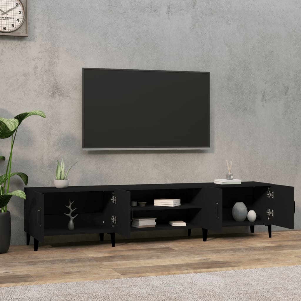 Mobile Porta TV Nero 180x31,5x40 cm in Legno Multistrato