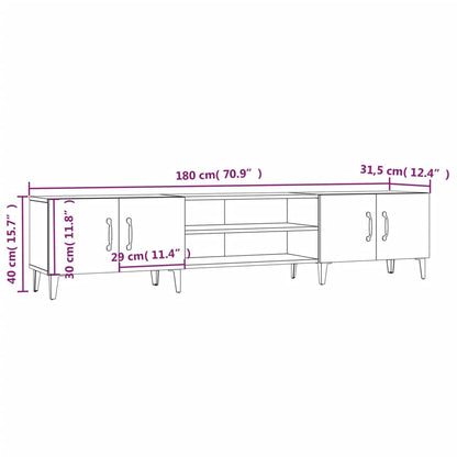 Mobile Porta TV Nero 180x31,5x40 cm in Legno Multistrato