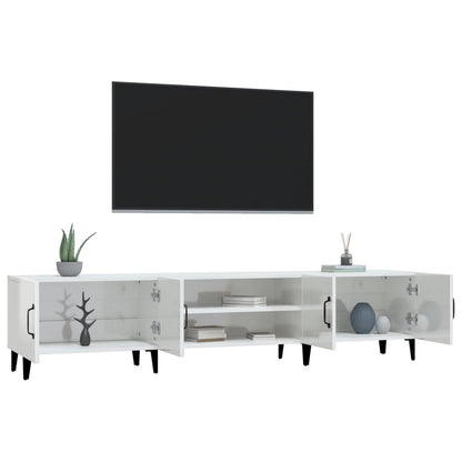 Mobile Porta TV Bianco Lucido 180x31,5x40 cm Legno Multistrato - homemem39