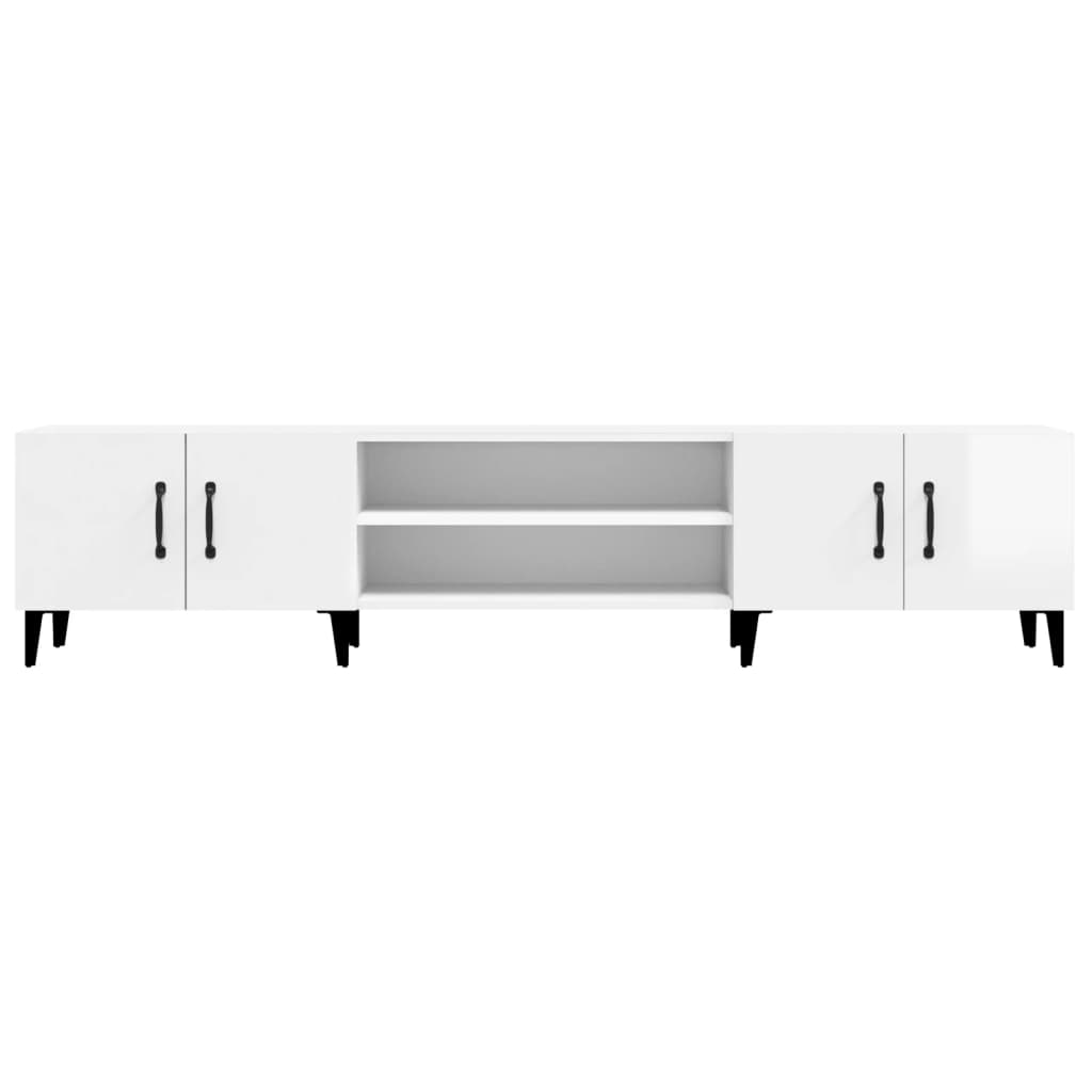 Mobile Porta TV Bianco Lucido 180x31,5x40 cm Legno Multistrato - homemem39