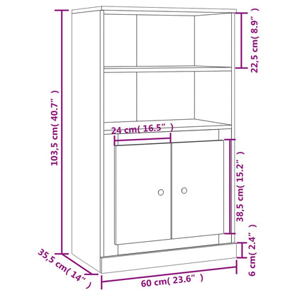 Credenza Bianca 60x35,5x103,5 cm in Legno Multistrato - homemem39