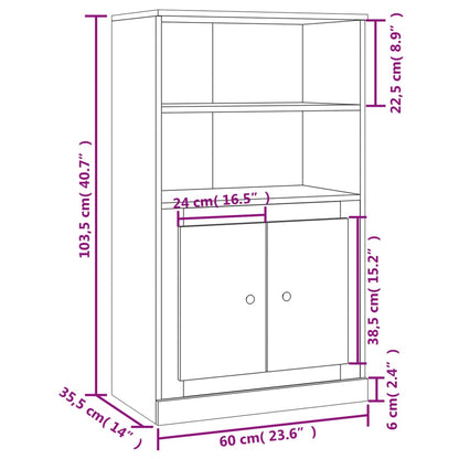 Credenza Nera 60x35,5x103,5 cm in Legno Multistrato - homemem39