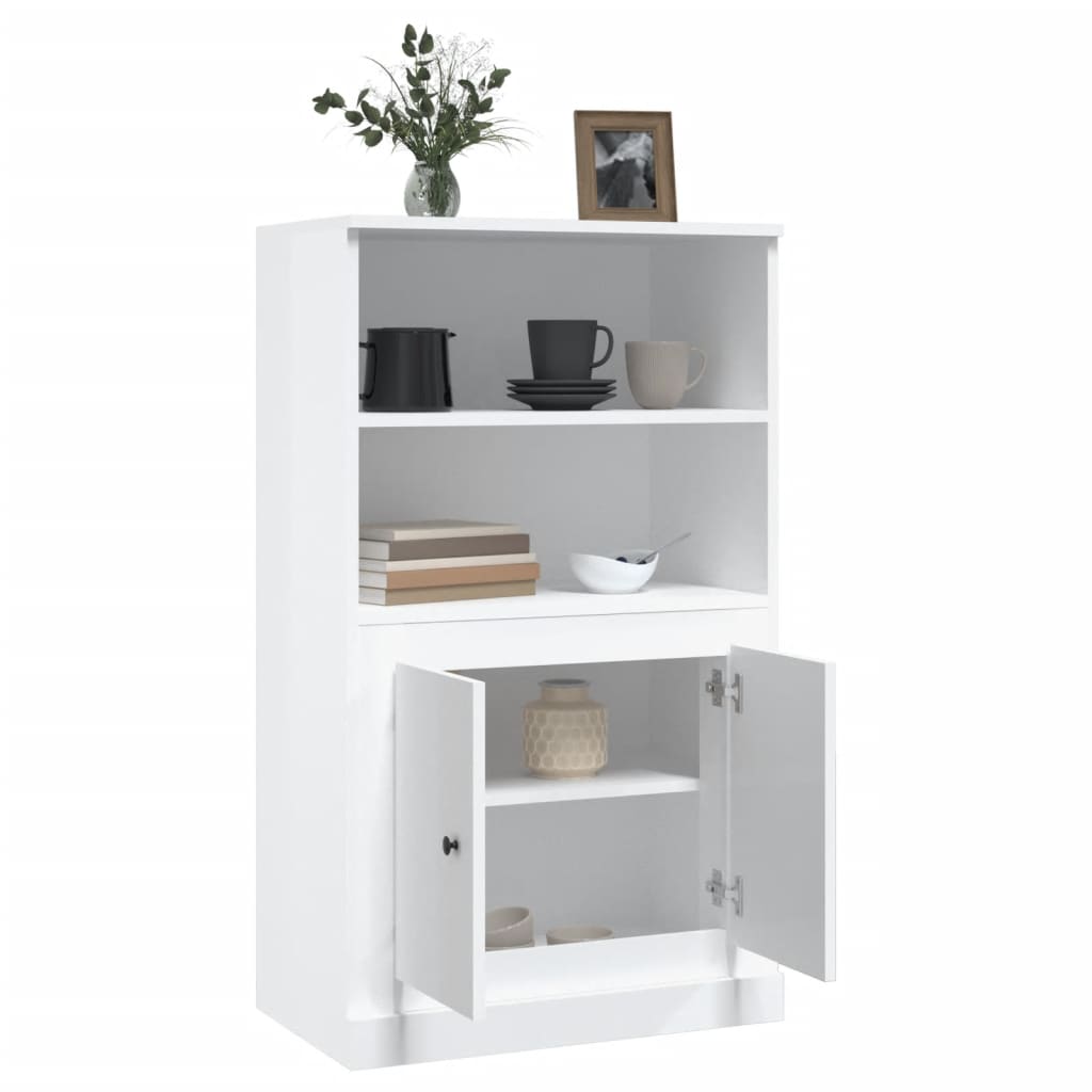 Credenza Bianco Lucido 60x35,5x103,5 cm in Legno Multistrato - homemem39