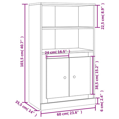 Credenza Bianco Lucido 60x35,5x103,5 cm in Legno Multistrato - homemem39