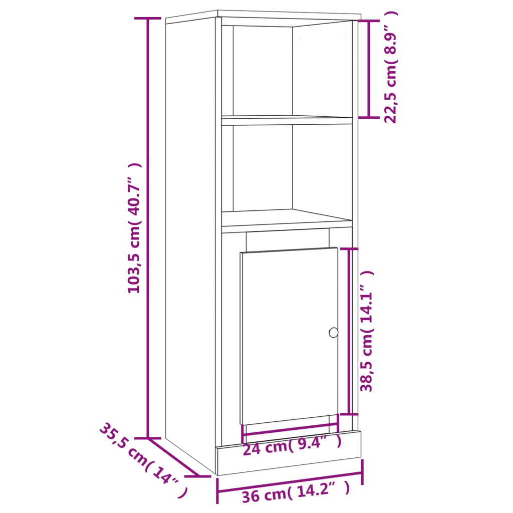 Credenza Bianca 36x35,5x103,5 cm in Legno Multistrato - homemem39