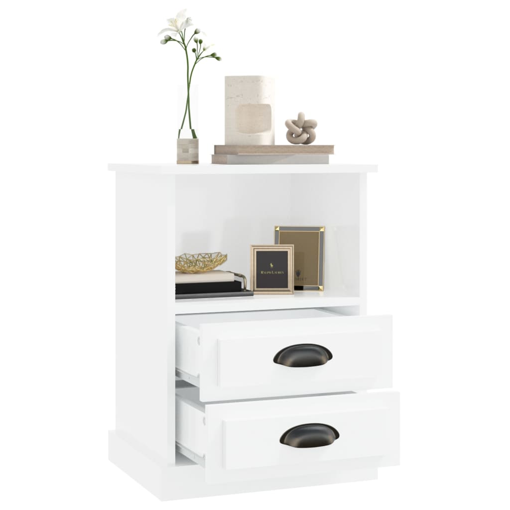 Comodini 2 pz Bianco Lucido 43x36x60 cm - homemem39
