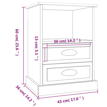 Comodini 2pz Rovere Fumo 43x36x60 cm