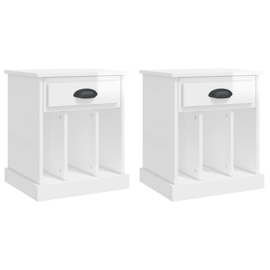 Comodini 2 pz Bianco Lucido 43x36x50 cm