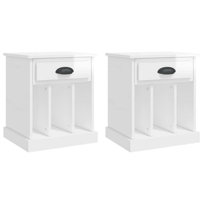Comodini 2 pz Bianco Lucido 43x36x50 cm
