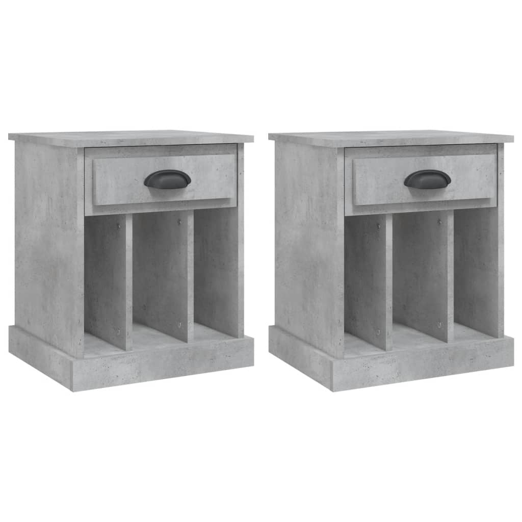 Comodini 2 pz Grigio Cemento 43x36x50 cm