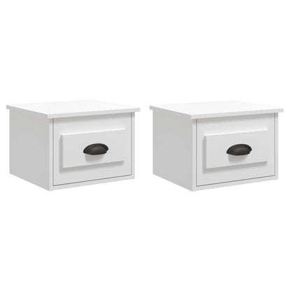 Comodini a Parete 2 pz Bianco Lucido 41,5x36x28 cm