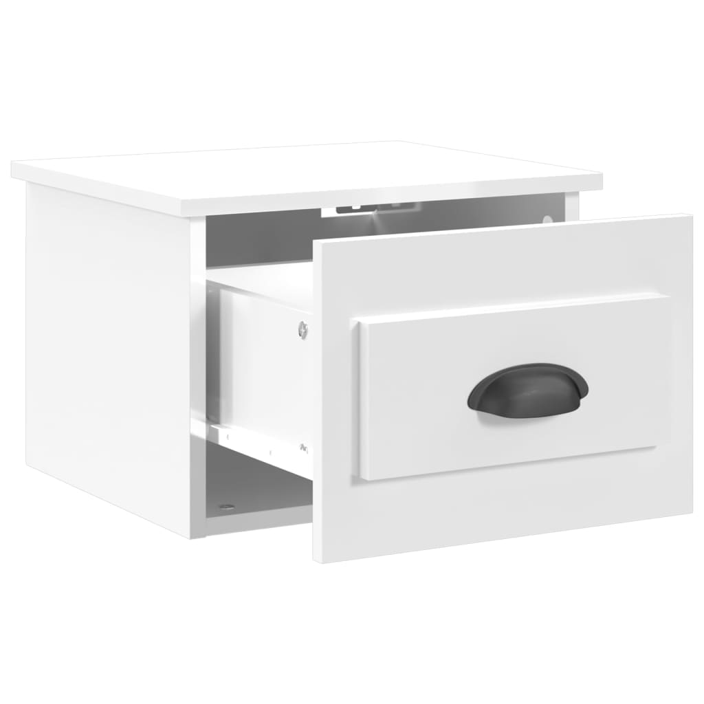 Comodini a Parete 2 pz Bianco Lucido 41,5x36x28 cm