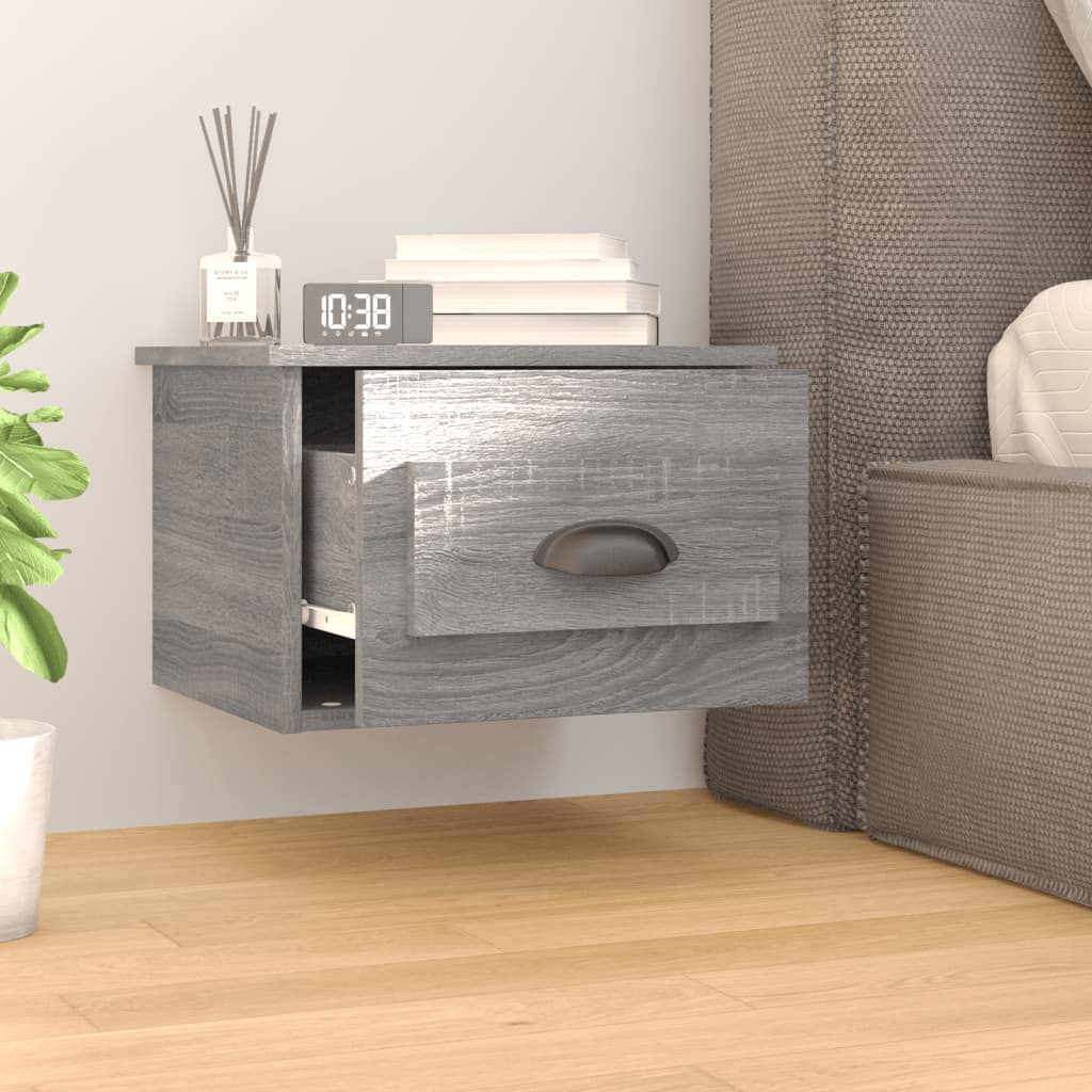 Comodini a Parete 2 pz Grigio Sonoma 41,5x36x28 cm