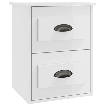 Comodino a Parete Bianco Lucido 41,5x36x53 cm