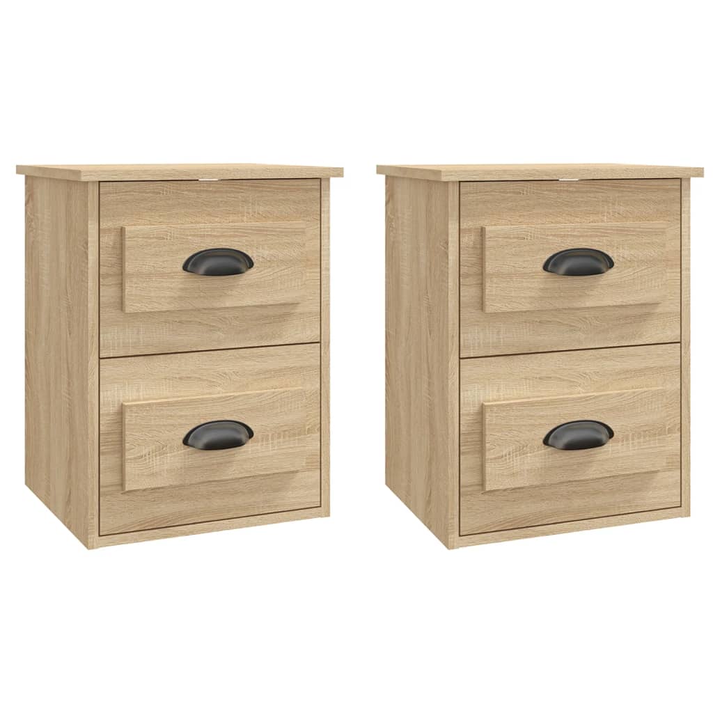 Comodini a Parete 2 pz Rovere Sonoma 41,5x36x53 cm - homemem39