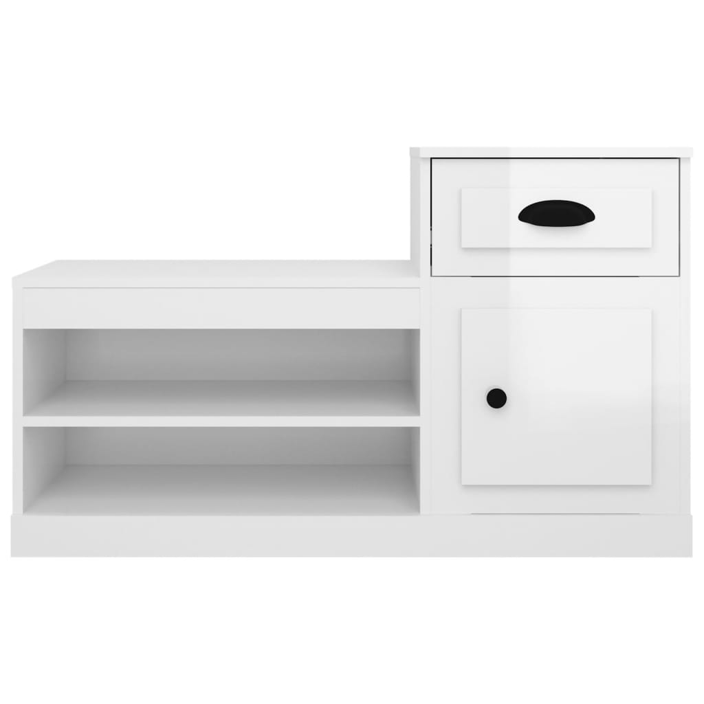 Scarpiera Bianco Lucido 100x42x60 cm in Legno Multistrato - homemem39