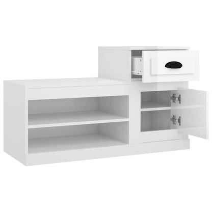 Scarpiera Bianco Lucido 100x42x60 cm in Legno Multistrato - homemem39