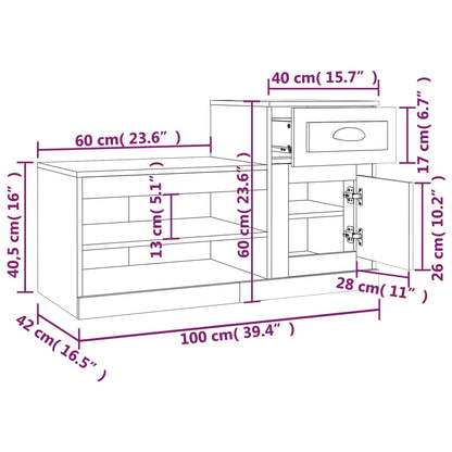 Scarpiera Bianco Lucido 100x42x60 cm in Legno Multistrato - homemem39