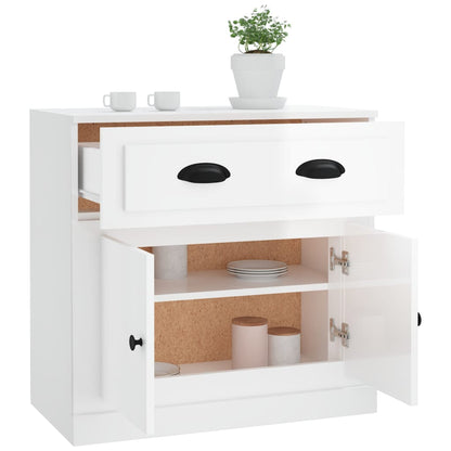 Credenza Bianco Lucido 70x35,5x67,5 cm in Legno Multistrato - homemem39