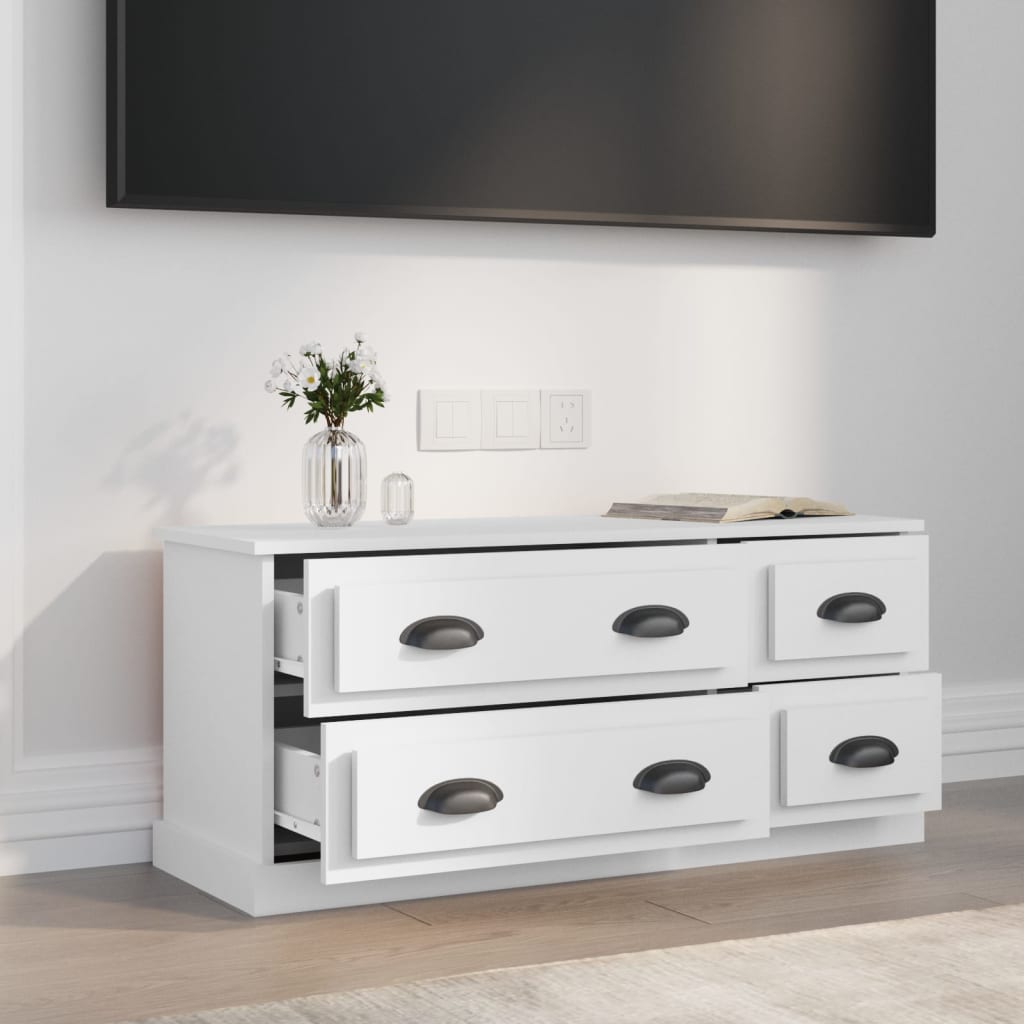 Mobile Porta TV Bianco 100x35,5x45 cm in Legno Multistrato - homemem39