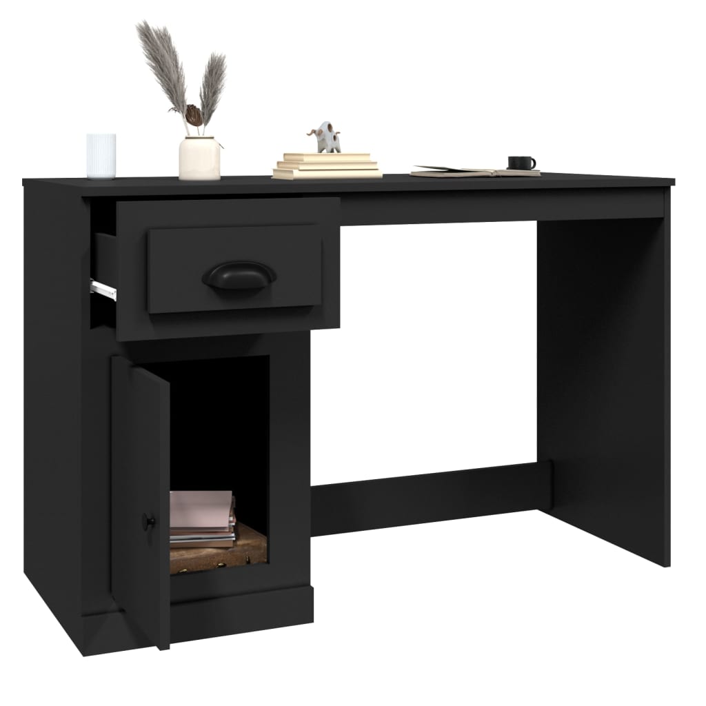 Scrivania con Cassetto Nera 115x50x75 cm in Legno Multistrato - homemem39