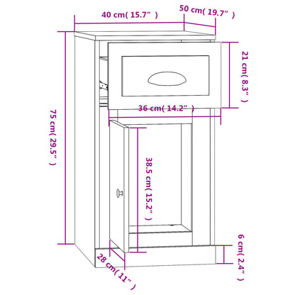 Mobiletto Cassetto Grigio Sonoma 40x50x75 cm Legno Multistrato