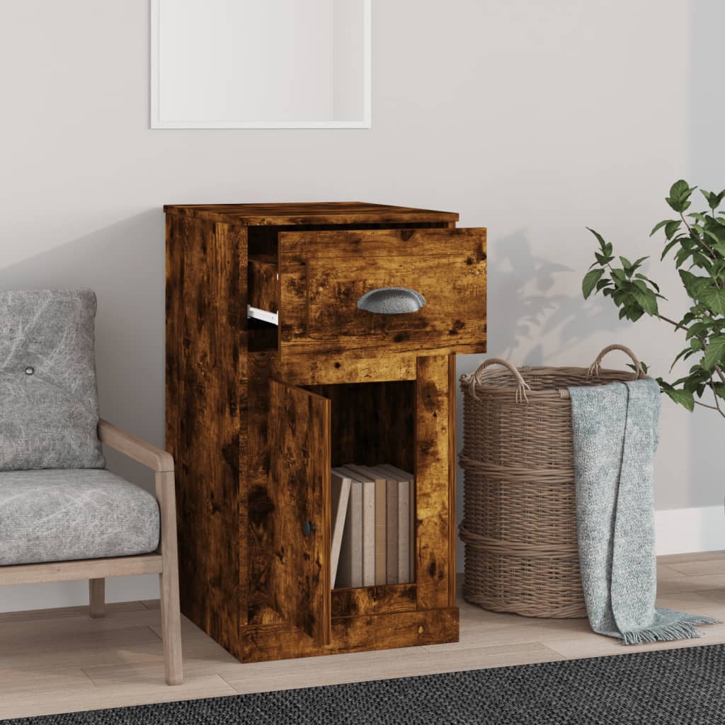 Mobiletto con Cassetto Rovere Fumo 40x50x75cm Legno Multistrato