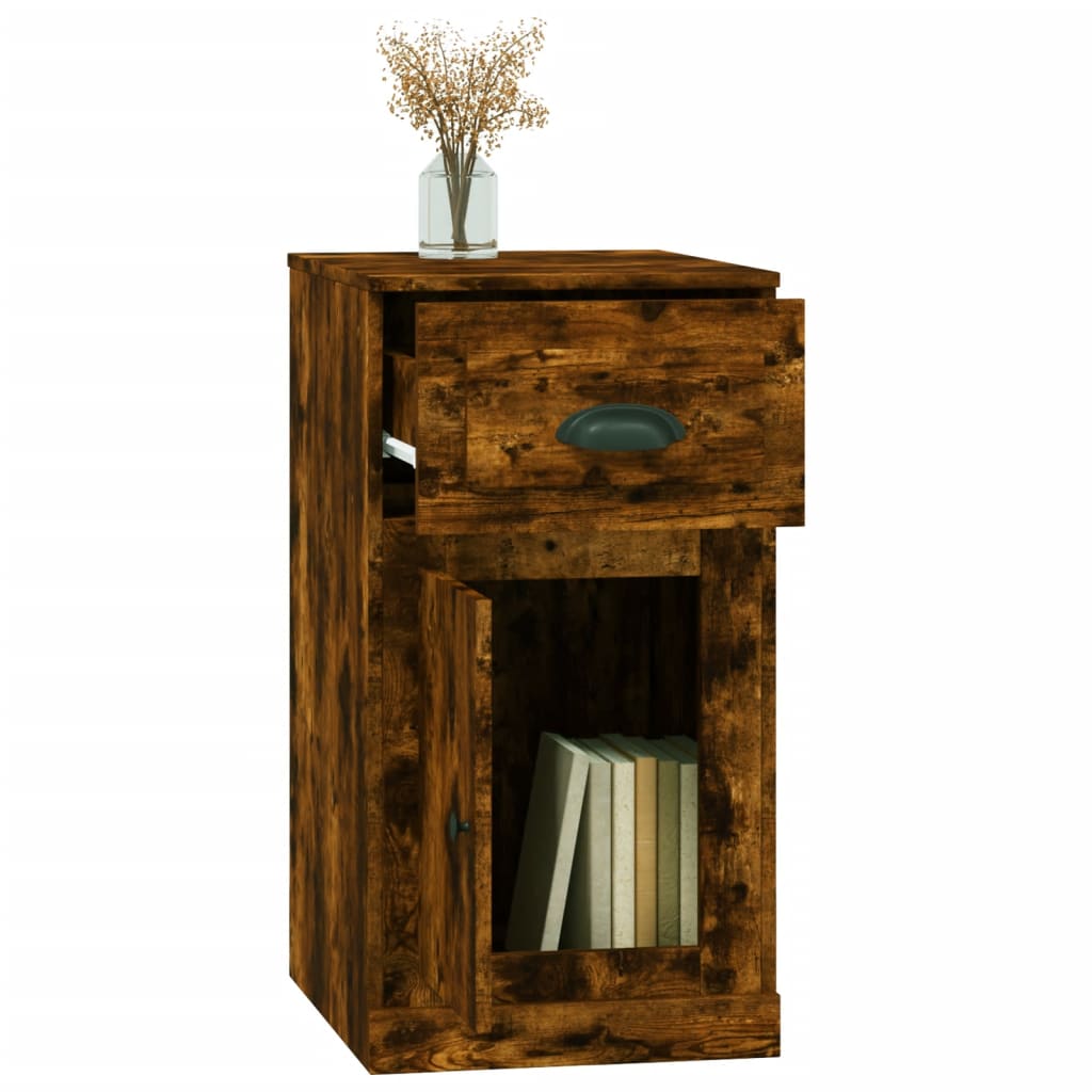 Mobiletto con Cassetto Rovere Fumo 40x50x75cm Legno Multistrato | homemem39